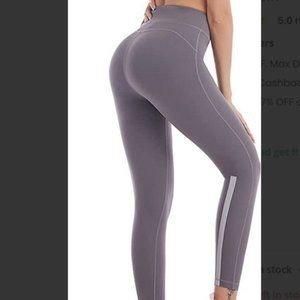 NWT Yoga Pants with Reflective Strip High Waist Leggings (L)